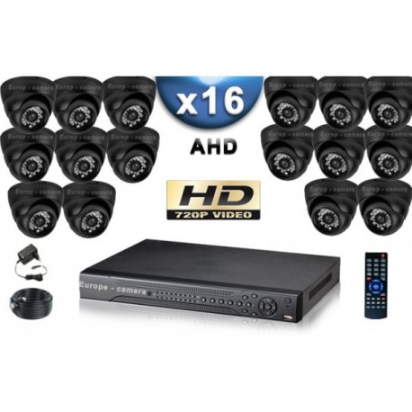 Kit PRO AHD 16 câmeras dome IR 20m SONY HD 960P + gravador DVR AHD 3000 Go