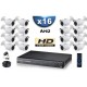Kit PRO AHD : 16 câmeras bullets IR 20m SONY HD 960P + gravador DVR AHD 3000 Go 