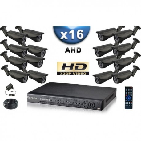 Kit PRO AHD 16 câmeras bullet IR 40m SONY HD 960P + gravador DVR AHD 3000 Go