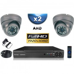 Kit PRO AHD 2 câmeras dome IR 35m SONY FULL HD 1080P + gravador DVR AHD FULL HD 1000 Go