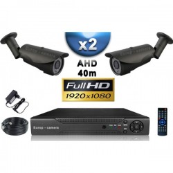 Kit PRO AHD 2 câmeras tube IR 40m SONY FULL HD 1080P + gravador DVR AHD FULL HD 1000 Go