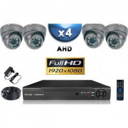Kit PRO AHD 4 câmeras dome IR 35m SONY FULL HD 1080P + gravador DVR AHD FULL HD 2000 Go