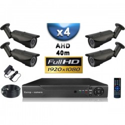 Kit PRO AHD 4 câmeras bullet IR 40m SONY FULL HD 1080P + gravador DVR AHD FULL HD 2000 Go