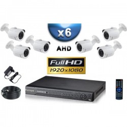 Kit PRO AHD 6 câmeras bullet IR 20m SONY FULL HD 1080P + gravador DVR AHD FULL HD 2000 Go