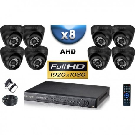 Kit PRO AHD 8 câmeras dome IR 20m SONY FULL HD 1080P + gravador DVR AHD FULL HD 3000 Go