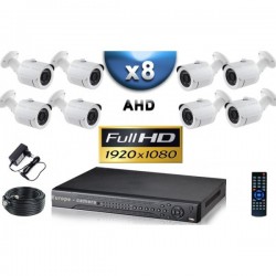 Kit PRO AHD 8 câmeras bullet IR 20m SONY FULL HD 1080P + gravador DVR AHD FULL HD 3000 Go