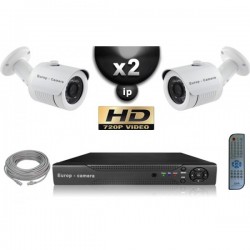 Kit PRO IP 2 câmeras bullet POE IR 20m OMNIVISION 720P + gravador NVR 8 canais H264 FULL HD 1000 Go
