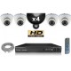 Kit PRO IP : 4 câmeras dome POE IR 20m OMNIVISION 720P + gravador NVR 8 canais H264 FULL HD 2000 Go