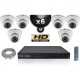 Kit PRO IP : 6 câmeras dome POE IR 20m OMNIVISION 720P + gravador NVR 8 canais H264 FULL HD 2000 Go