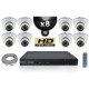 Kit PRO IP : 8 câmeras dome POE IR 20m OMNIVISION 720P + gravador NVR 8 canais H264 FULL HD 2000 Go