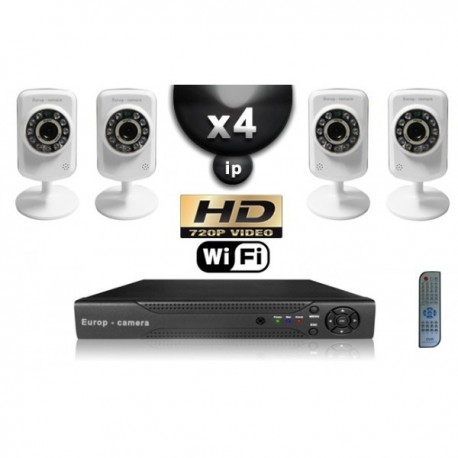 Kit PRO IP 4 câmeras WIFI IR 8m HD 720P + gravador NVR H264 FULL HD 2000 Go