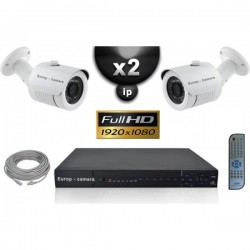 Kit PRO IP 2 câmeras bullet POE IR 20m SONY 1080P + gravador NVR 8 canais H264 FULL HD 2000 Go