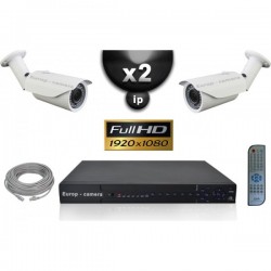 Kit PRO IP 2 câmeras bullet POE IR 40m SONY 1080P + gravador NVR 8 canais H264 FULL HD 2000 Go