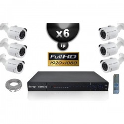 Kit PRO IP 6 câmeras bullet POE IR 20m SONY 1080P + gravador NVR 24 canais H264 FULL HD 3000 Go