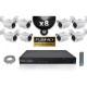 Kit PRO IP : 8 câmeras bullet POE IR 20m SONY 1080P + gravador NVR 24 canais H264 FULL HD 3000 Go