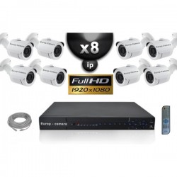Kit PRO IP 8 câmeras bullet POE IR 20m SONY 1080P + gravador NVR 24 canais H264 FULL HD 3000 Go