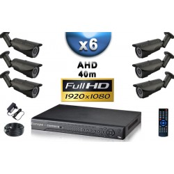 Kit PRO AHD 6 câmeras bullet IR 40m SONY FULL HD 1080P + gravador DVR AHD FULL HD 2000 Go
