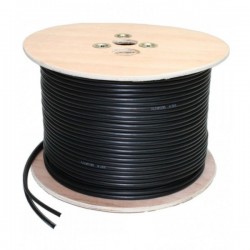 Cabo 2 em 1 : Coaxial KX6 + alimentação 2G0.5 preto bobina de 100m
