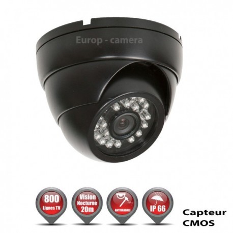 Câmera dome 800 linhas 1/3 Sensor CMOS IR 20m à prova de água preta