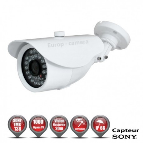 Câmera bullet 1000 TVL 1/3 SONY IMX138 IP66 IR 20m à prova de vandalismo