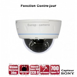 Câmera dome varifocal 700 TVL EFFIO-E 960H 1/3 Sensor SONY EX-View DWDR 3DNR IR 30m à prova de água e de vandalismo