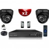 Kit ECO FULL D1: 2 câmeras domes CMOS 800 linhas + gravador DVR 250 Go