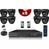 Kit ECO FULL D1: 8 câmeras dome CMOS 800 linhas + gravador DVR 1000 Go