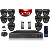 Kit ECO : 10 câmeras domes CMOS 800 linhas + gravador DVR 1000 Go