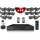 Kit ECO : 16 câmeras bullets CMOS 800 linhas + gravador DVR 2000 Go
