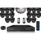 Kit CONFORTO: 16 câmeras domes SONY 1000 linhas + gravador DVR 2000 Go