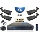 Kit PRO AHD : 4 câmeras bullets IR 40m SONY HD 960P + gravador DVR AHD 1000 Go 