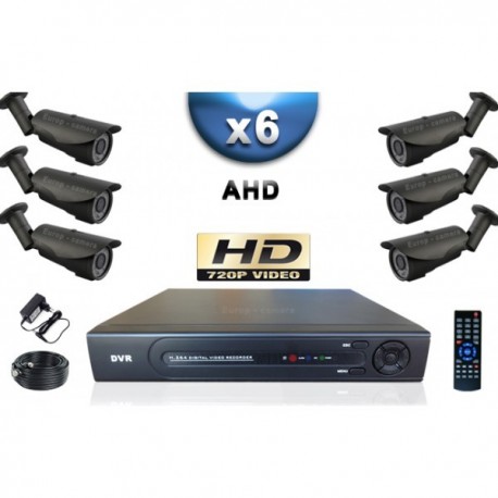 Kit PRO AHD 6 câmeras bullet IR 40m SONY HD 960P + gravador DVR AHD 1000 Go