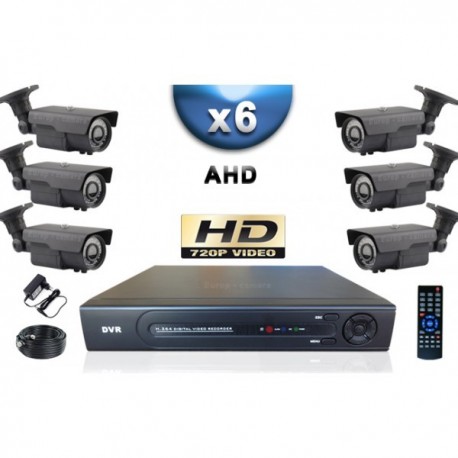 Kit PRO AHD 6 câmeras bullet IR 60m SONY HD 960P + gravador DVR AHD 1000 Go