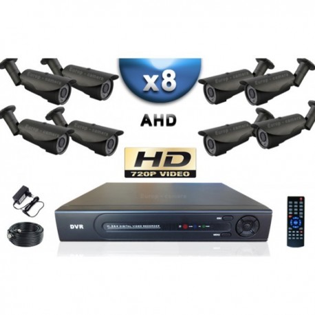 Kit PRO AHD 8 câmeras bullet IR 40m SONY HD 960P + gravador DVR AHD 2000 Go