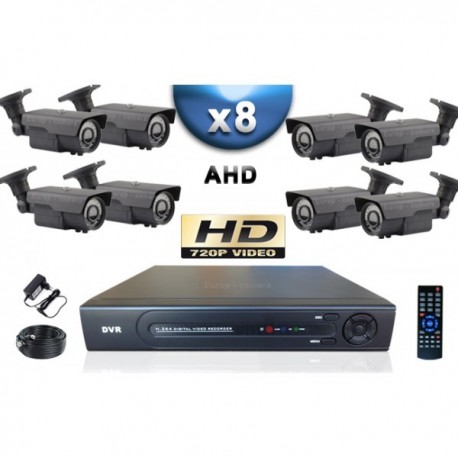 Kit PRO AHD 8 câmeras bullet IR 60m SONY HD 960P + gravador DVR AHD 2000 Go