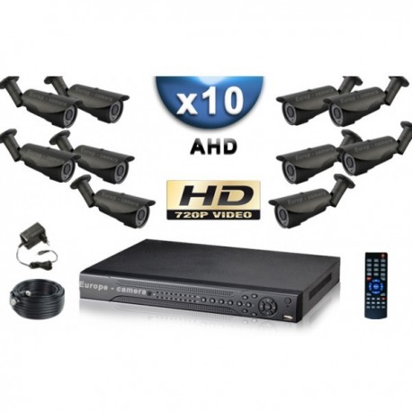 Kit PRO AHD 10 câmeras bullet IR 40m SONY HD 960P + gravador DVR AHD 2000 Go