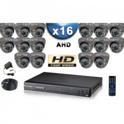 Kit PRO AHD 16 câmeras dome IR 35m SONY HD 960P + gravador DVR AHD 3000 Go