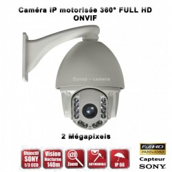 Câmera de segurança motorizada Auto Tracking PTZ 360° IP HD 1080P ONVIF IR 140m Zoom x20 para exterior