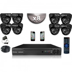 Kit CONFORTO 8 câmeras dome SONY 1000 linhas + gravador DVR 1000 Go