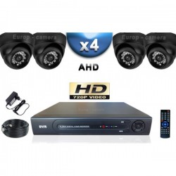 Kit PRO AHD 4 câmeras dome IR 20m SONY HD 960P + gravador DVR AHD 1000 Go